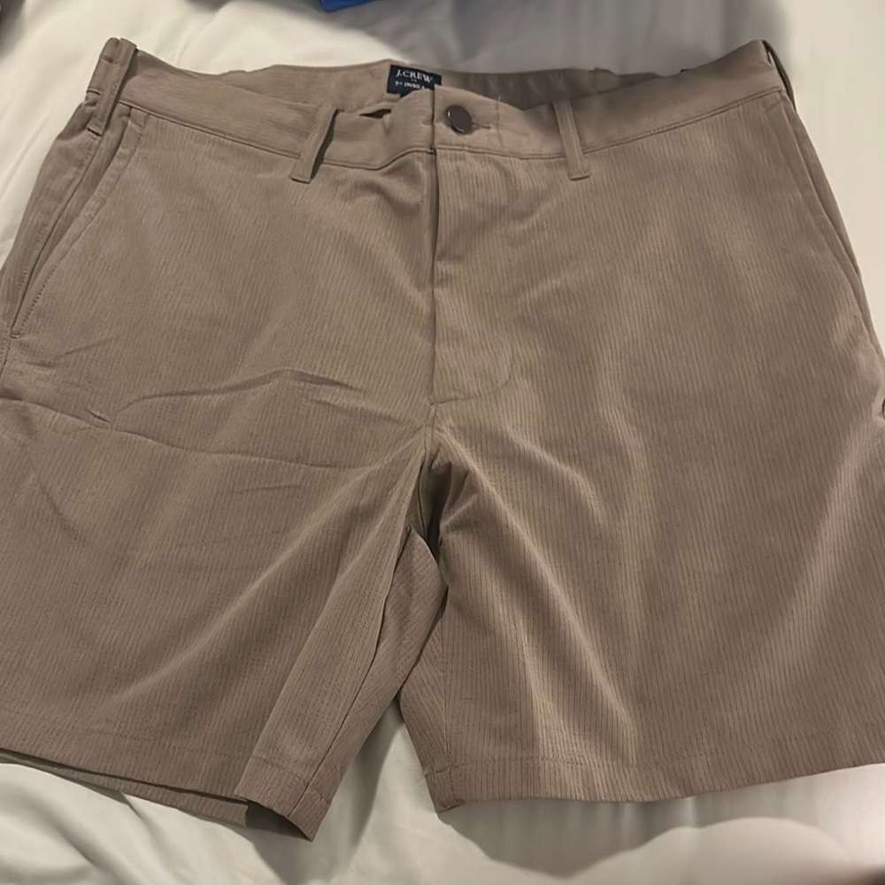 Acorn Tan Flat Front Shorts Versatile Style